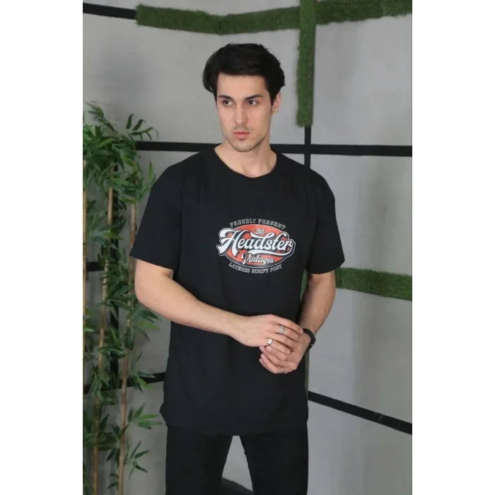 Luz&Pos Unisex Baskılı Oversize T-shirt - Siyah