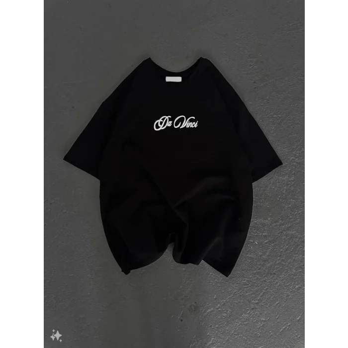 Luz&Pos Unisex Baskılı Oversize T-shirt - Siyah