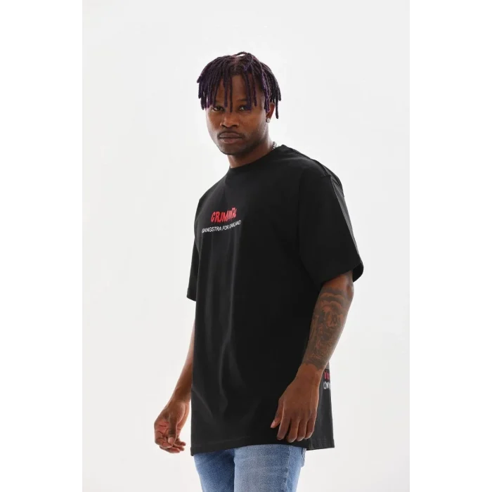 Luz&Pos Unisex Baskılı Oversize T-shirt - Siyah