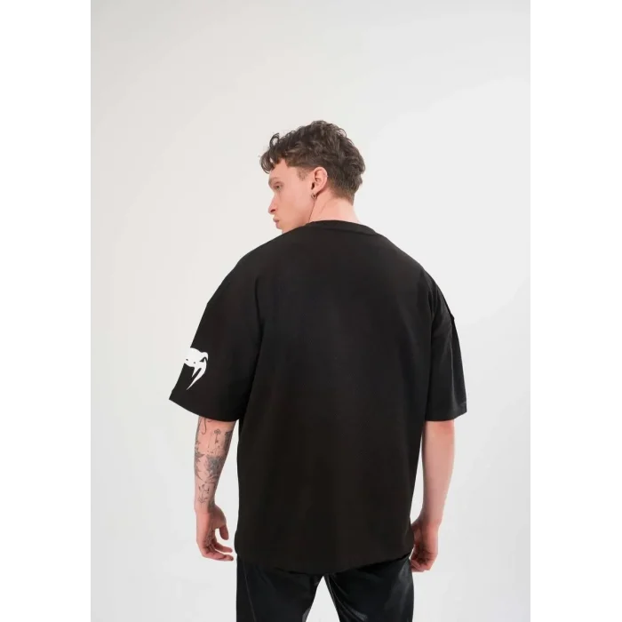 Luz&Pos Unisex Bisiklet Yaka Baskılı Oversize T-shirt - Siyah