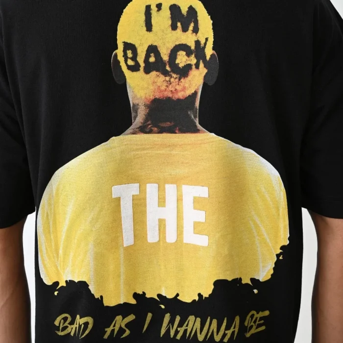 Luz&Pos Unisex Bisiklet Yaka Baskılı Oversize T-shirt - Siyah