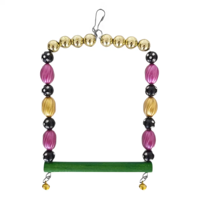 Markapet Boncuklu Ve Tünekli Kare Kuş Salıncağı 10 cm-13 cm Renkli