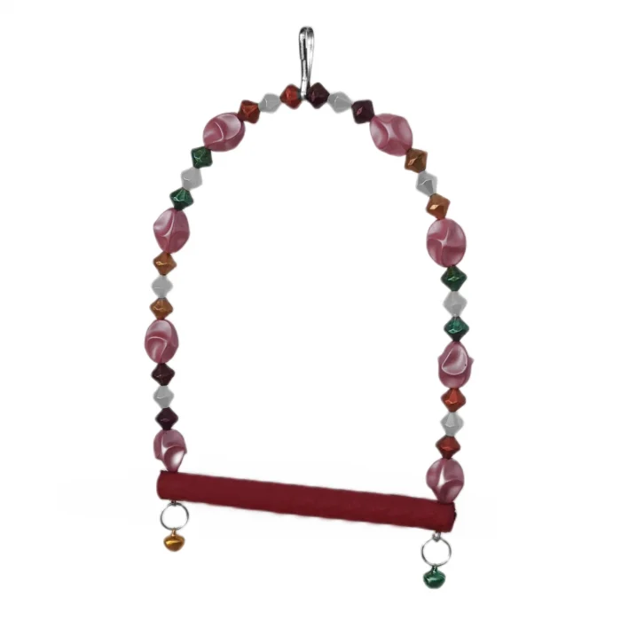 Markapet Boncuklu Ve Tünekli Kuş Salıncağı 10 cm-14 cm Bordo