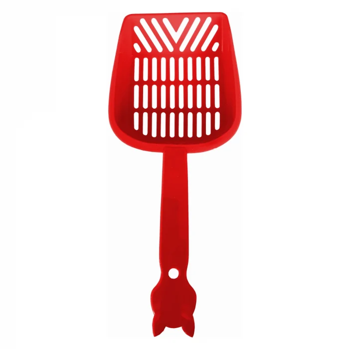 Markapet İnce Elekli Kedi Kumu Küreği Medium 10-25 cm Kırmızı