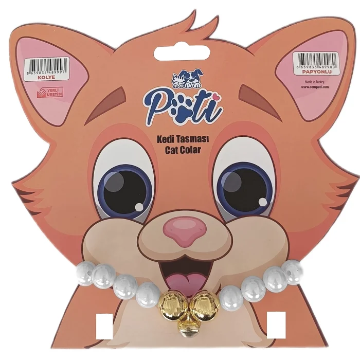 Markapet Kedi Ve Köpek Lüx İncili Kolye 24-28 cm Medium Beyaz