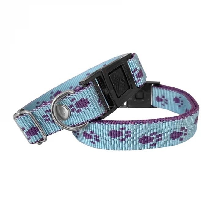 Markapet Köpek Tasması Patili Dokuma 2 cm - Min: 30 cm - Max: 50 cm Açık Mavi