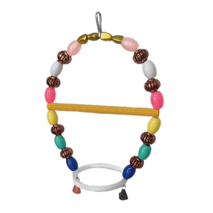 Markapet Renkli Boncuklu Oval Halkalı Papağan Salıncağı 15 cm-23 cm