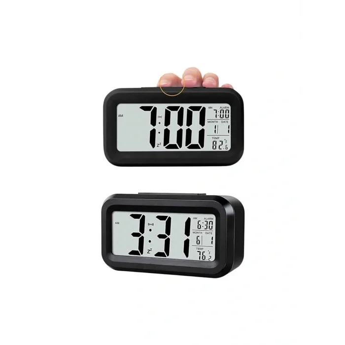 Masaüstü Saat Takvim Termometre Beyaz Siyah