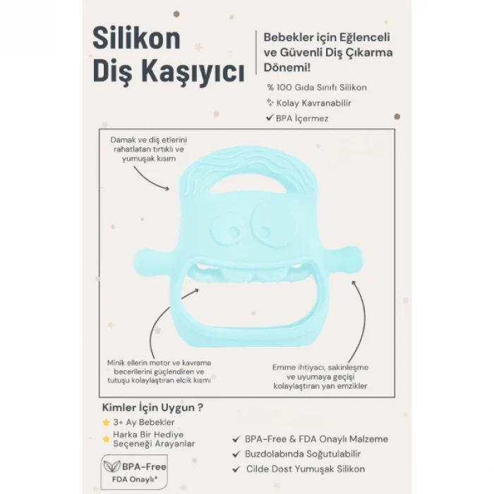 Mavi Bebek Silikon Diş Kaşıyıcı