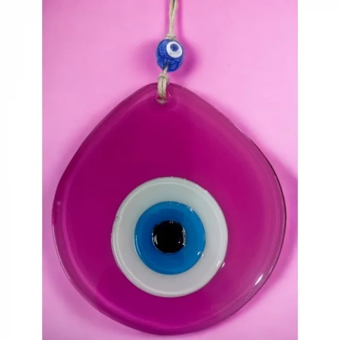 Mavi Nazar Boncuklu Pembe Renk Nazar Boncuklu Damla Desen El Yapımı Duvar Süsü