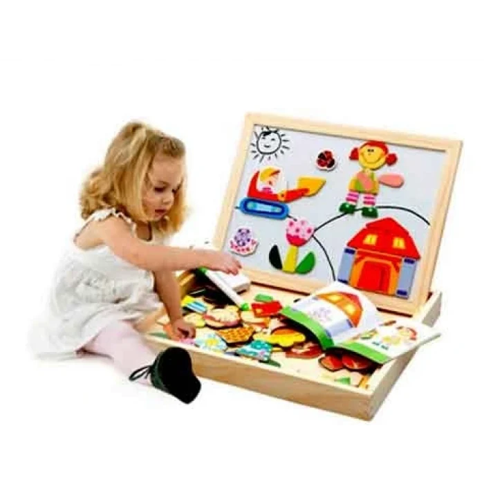 Mıknatıslı Çift Taraflı Ahşap Yazı Tahtası Seti