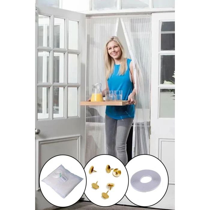 Mıknatıslı Manyetik Kapı Sinekliği Sineklik Tülü Perde (60cm X 210cm 2 Adet Tül)