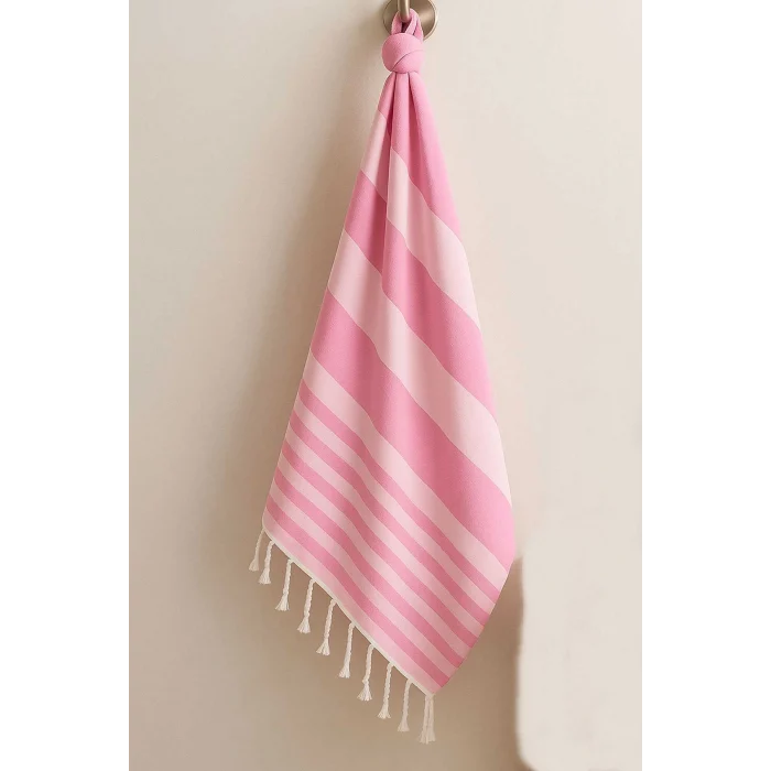Mimoza Unisex Peştemal Plaj Havlusu 100x180 Cm &#37;100 Pamuklu Soft Pembe-Açık Pembe