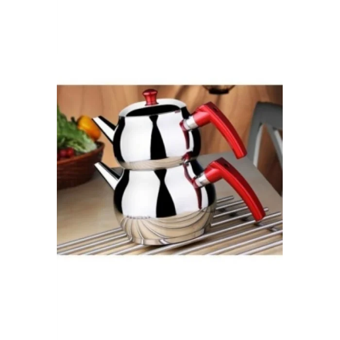 Mini 2lt Küçük Boy Küre Çelik Çaydanlık Seti - Üst: 0.75lt - Alt: 1.4lt