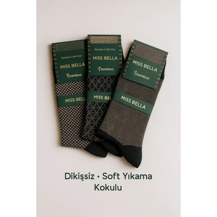 Missbella Bambu Desenli Erkek Çorap 10 ADET