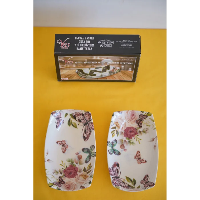 Dijital Baskılı 2li Dikdörtgen Kayık Tabak