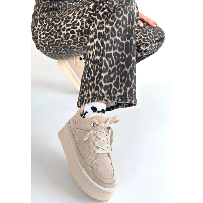 Muden Bej Süet Bağcıklı Bot