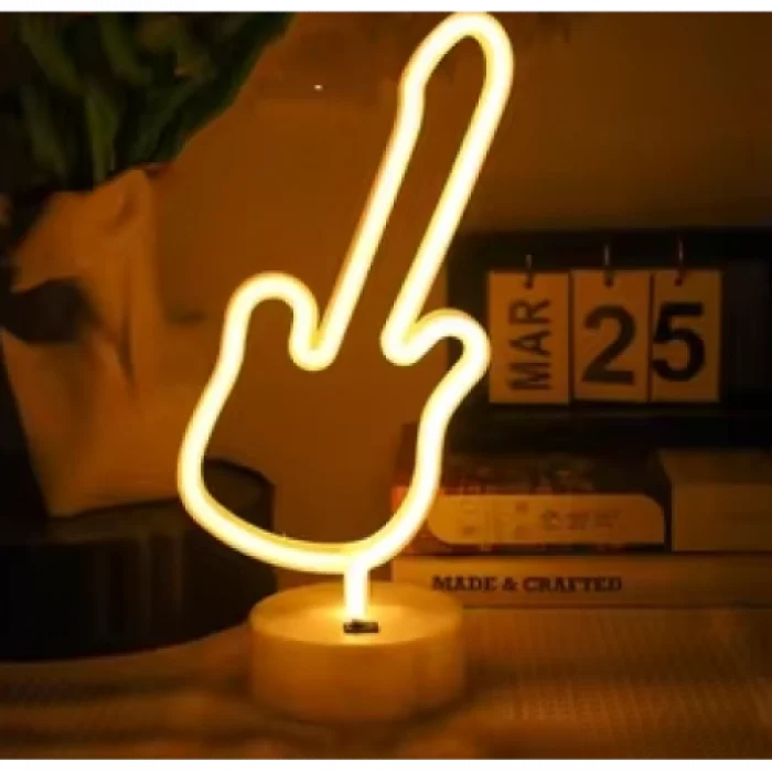Neon Gitar Masa Lambası PİL+USB
