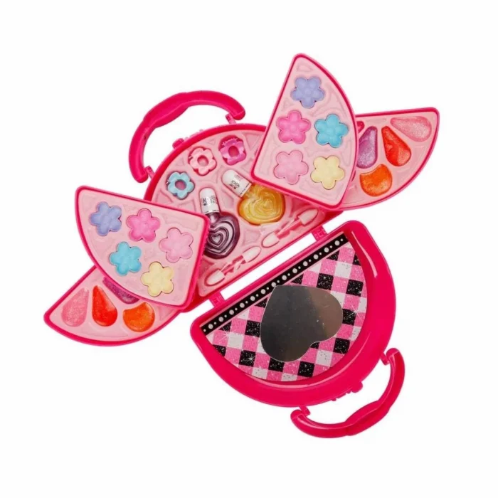 4278 3 Katlı Pembe Çantalı Makyaj Seti -NessiWorld