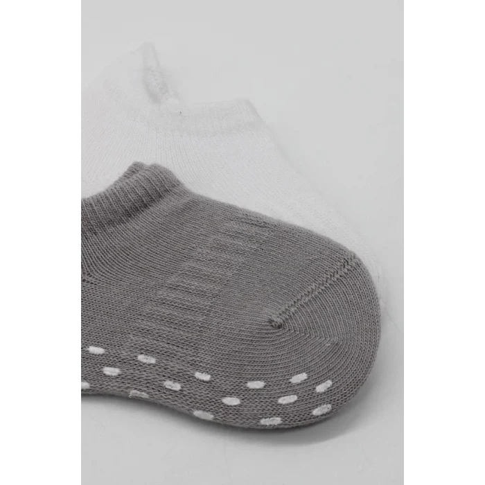 NessiWorld 2Li Sneakers Kaymaz Colours Penye Çorap BS20104 Gri Beyaz