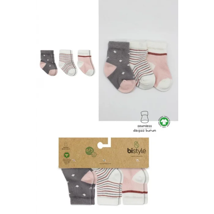 NessiWorld 3Lü Penye Kız Soket Çorap BS10112 Gri