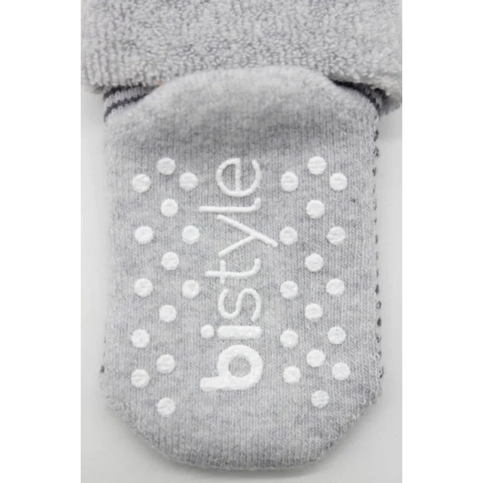 NessiWorld Çemberli Kaymaz Havlu Soket Çorap 2Li BS10503 Gri-Antrasit(ADET FİYATIDIR)