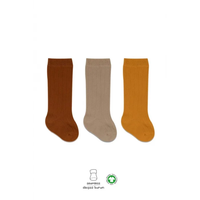 NessiWorld Derby Dizaltı Çorap 3Lü BS40101 Hardal Bej Kremit