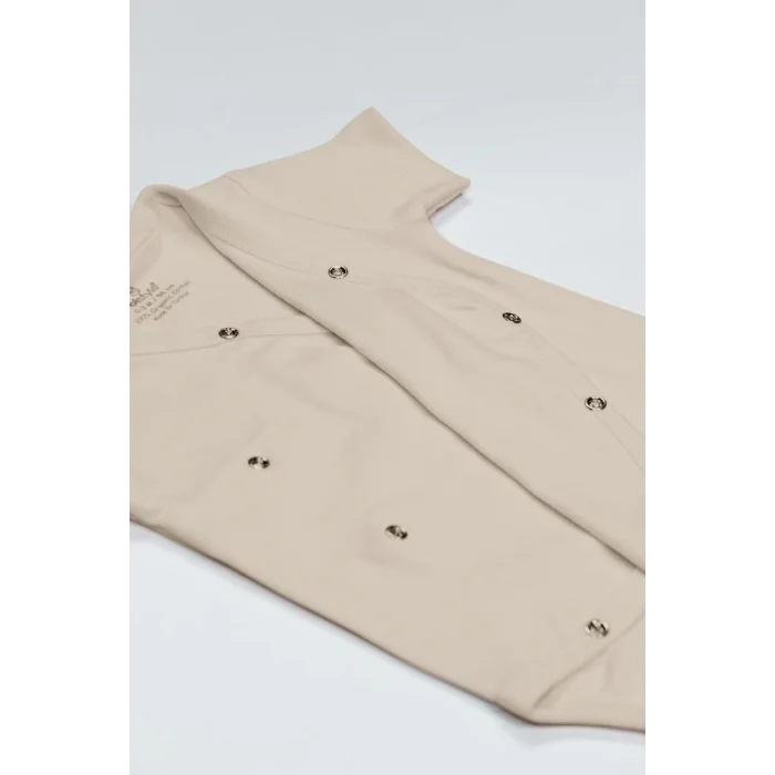 NessiWorld Organik Natural Basic Style Kruvaze Yarım Kol Body BS17101 Bej