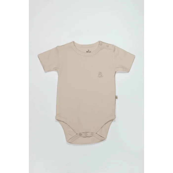 NessiWorld Organik Natural Basic Style Yarım Kol Body BS17103 Bej