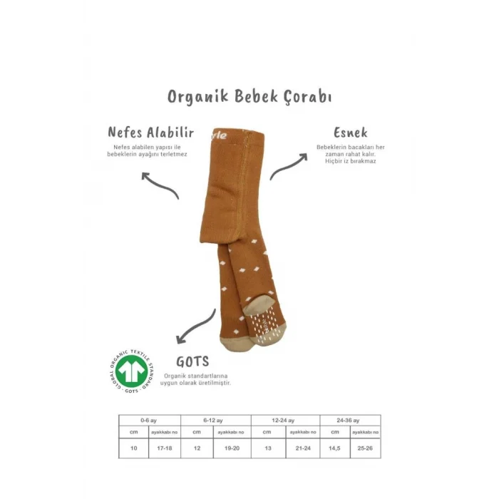 NessiWorld Tekli Puan Kaymaz Havlu Külotlu Çorap BS50502 Hardal