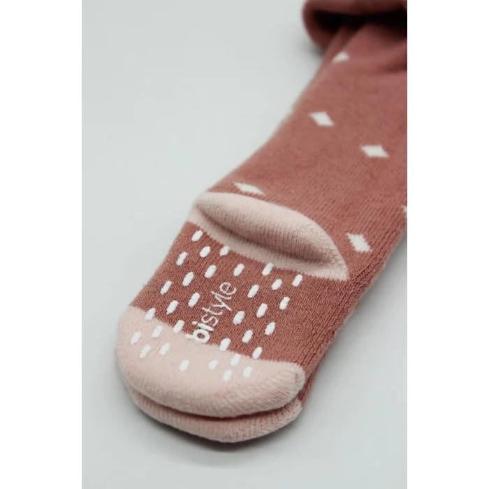 NessiWorld Tekli Puan Kaymaz Havlu Külotlu Çorap BS50502 Pudra