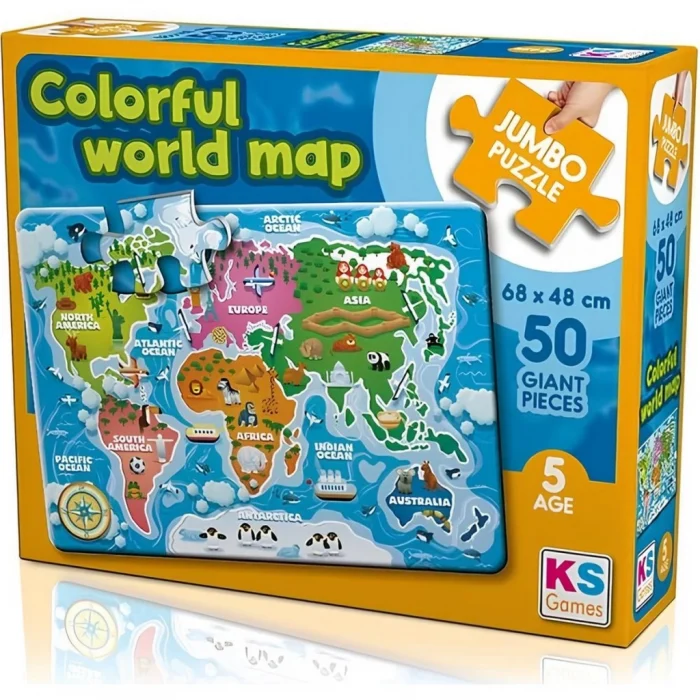 NessiWorld Colorful World Map 50 Parça Puzzle
