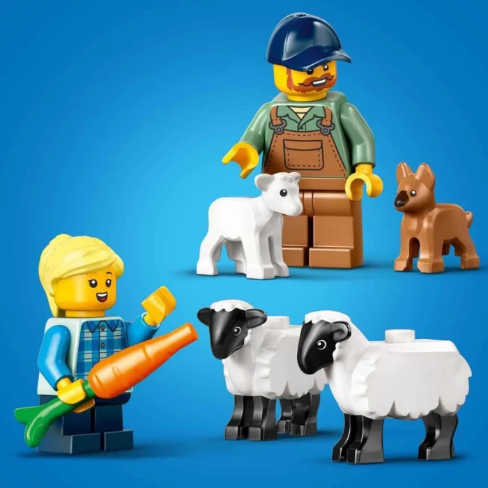 City Römorklu Kırmızı Çiftlik Traktörü ve Koyun 60461