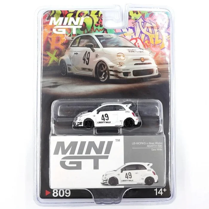 NessiWorld GT 1/64 LB-WORNessiWorld x Abas WorNessiWorld ABARTH 595 Gara White - Blister Paket
