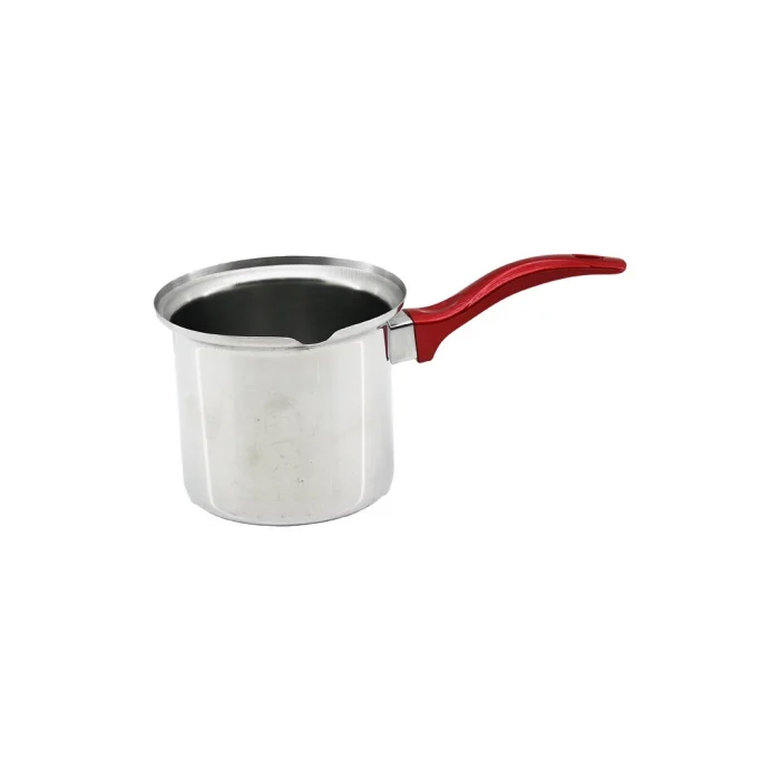 No-4  Çelik Cezve  Kırmızı Kulp