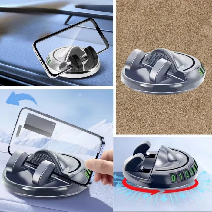 Numaratörlü Güçlü Yapışkanlı 360 Derece Dönebilen Su Geçirmez Araç İçi Telefon Tutucu Plastik Aparat
