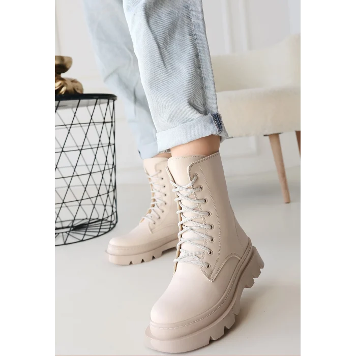 Orge Bej Cilt Bağcıklı Bot