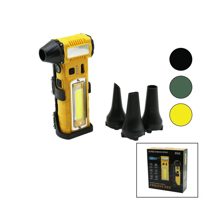 Oto Araç Süpürge - Fener - Mini Turbo Jet Fan Şarjlı 3 Farklı Uç Kademeli Hız Ayar 8 Farklı Beyaz-kırmızı Işık Standlı - Mıknatıs - Kesme Aparatı