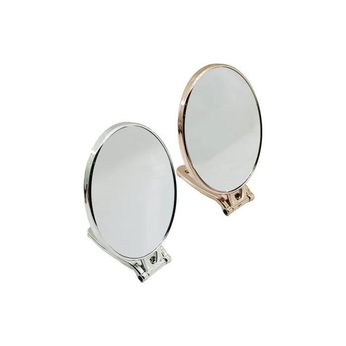 Oval   6.5 İnç=16.5x13cm  Makyaj Aynası  Çift Taraflı   Bronz - Gümüş Pls.çerçeve   Katlanır Ayaklı