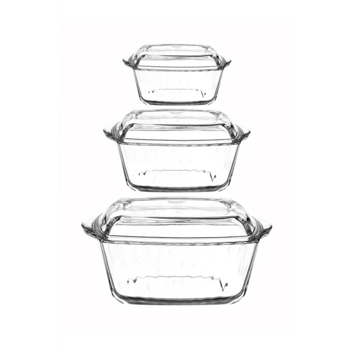 Paşabahçe Kare Kapaklı Borcam Seti 3lü 59039/59049/59029