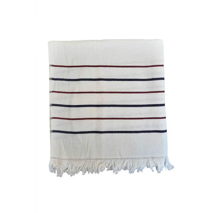 Peştemal Plaj Havlusu &#37;100 Pamuklu 70x150 Cm  Beyaz Waves