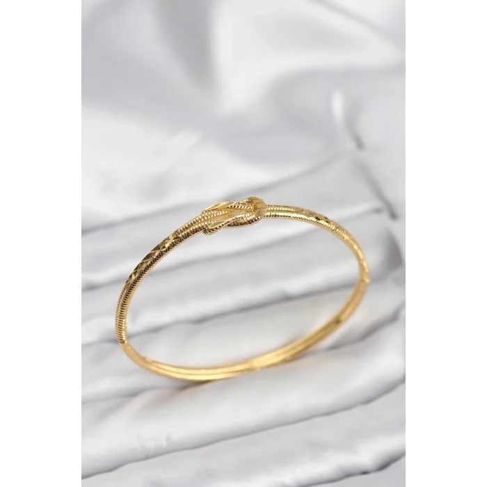 Pirinç Gold Renk Düğüm Model Kadın Kelepçe Bileklik