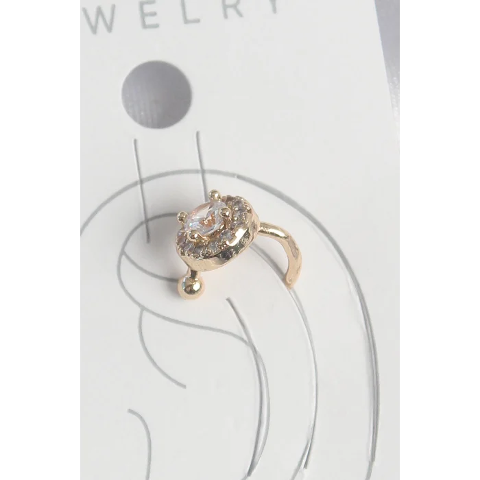 Pirinç Gold Renk Zirkon Taşlı Kadın Kıkırdak Küpe