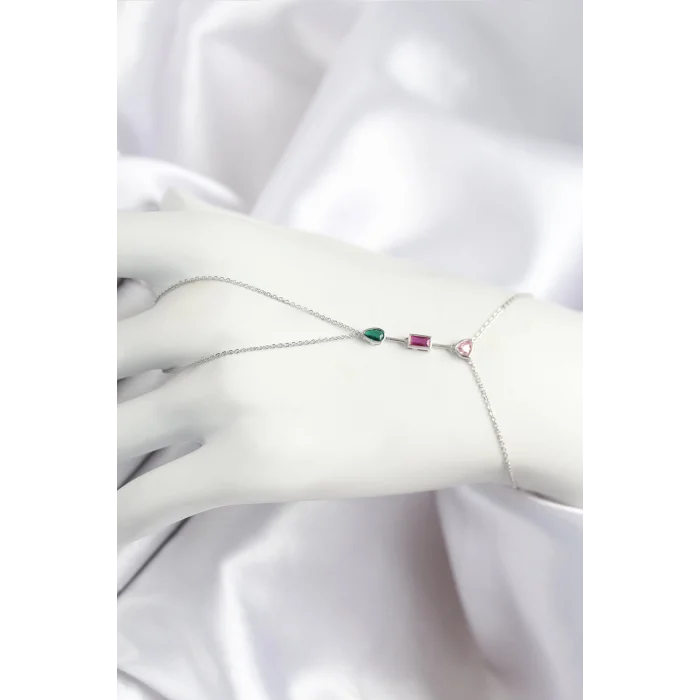 Pirinç Renkli Zirkon Taşlı Model Gümüş Renk Şahmeran