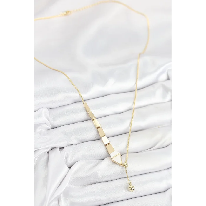 Pirinç Yılan Model Gold Renk Asansörlü Kadın Kolye