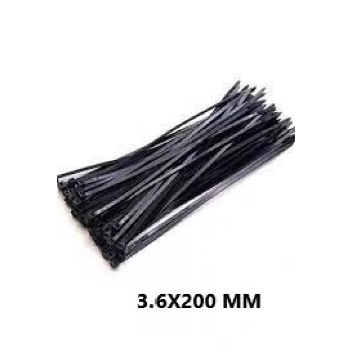 Plastik Çırt Kelepçe 100 Parça Siyah 3.6x200mm.