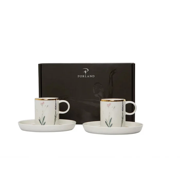 Porland Botanical Desen Kahve Takımı 4 Parça