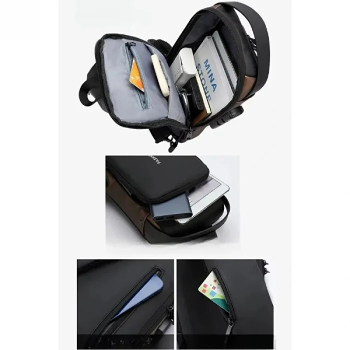 Powerbank Destekli Erkek Ön Göğüs Çantası