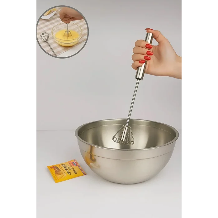 Pratik Paslanmaz Çelik Basmalı Otomatik Çırpıcı Metal Çırpıcı 1 Adet Uzunluk 30cm