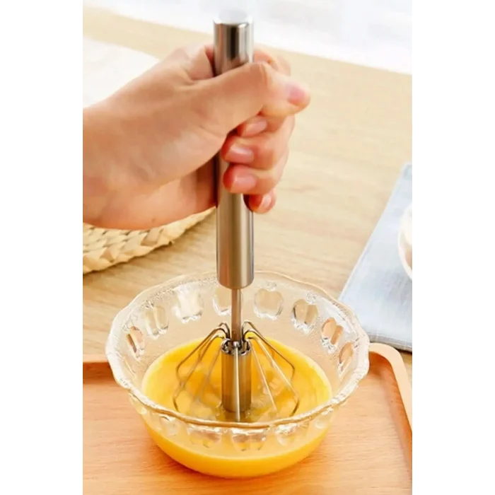 Pratik Paslanmaz Çelik Basmalı Otomatik Çırpıcı Metal Çırpıcı 1 Adet Uzunluk 30cm